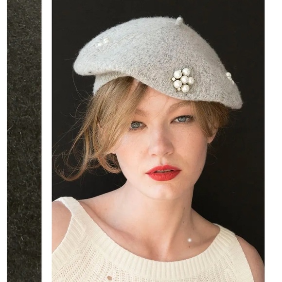 Nordstrom pearl beaded beret hat - Picture 2 of 8